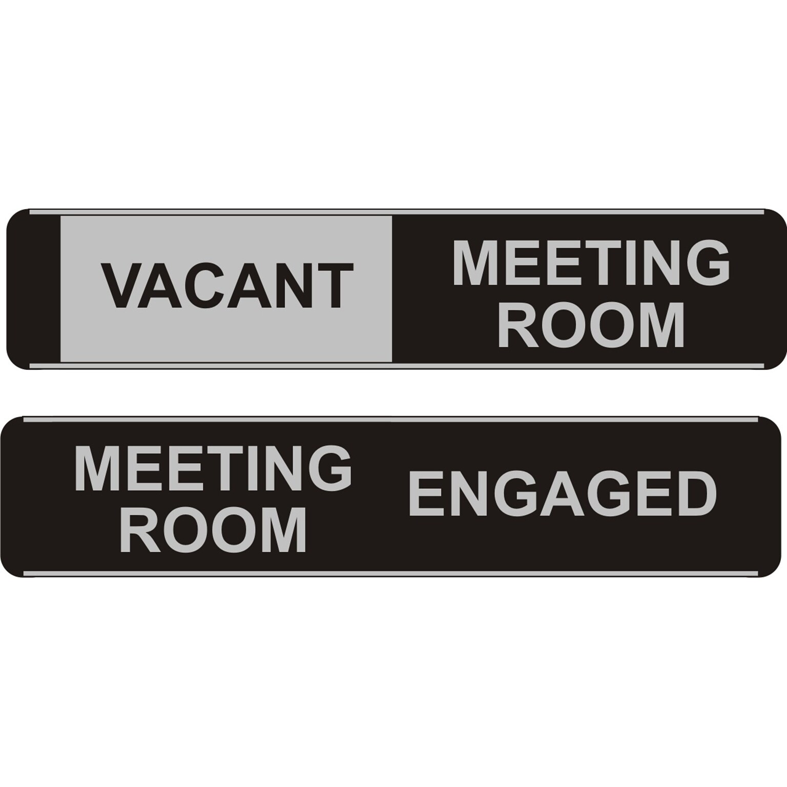 Seco Adhesive Meeting Room Vacant/Engaged Sliding Sign, 10 x 2, Black/Gray (BA101)