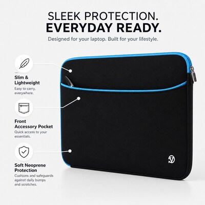 Vangoddy 17" Laptop Sleeve, Black/Blue (NBKLEA255)