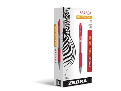 Zebra Sarasa Dry X20 Retractable Gel Pen, Medium Point, 0.7mm, Red Ink, Dozen (46830)