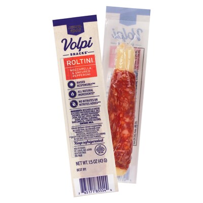 Volpi Roltini Singles, Uncured Pepperoni & Mozzarella, 1.5 oz, 24/Pack (220-02486)
