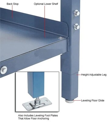 Global Industrial Height Adjustable Workbench, 72"W x 30"D, Laminate Square Edge, Blue (606978BL)