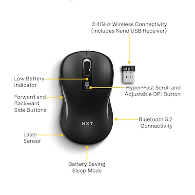 NXT Technologies™ Wireless Laser USB Mouse, Black (NX60886)