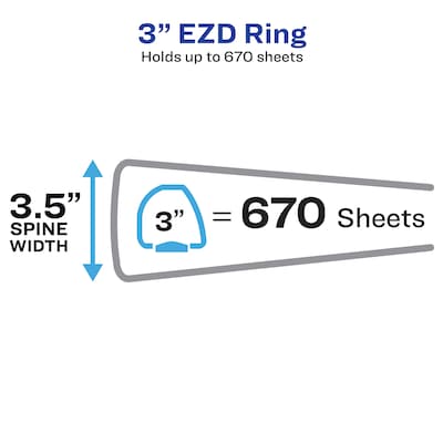 Avery Durable 3 3-Ring View Binders, EZD Ring, White 6/Pack (09701)