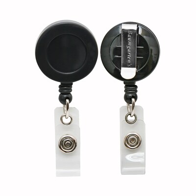 SICURIX Standard Round ID Badge Reel with Belt Clip, Black, Pack of 6 (BAU68824-6)