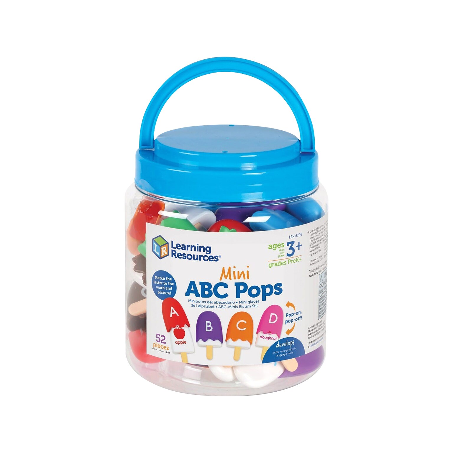 Learning Resources Mini ABC Ice Pops, Assorted Colors, 26/Set (LER6799)