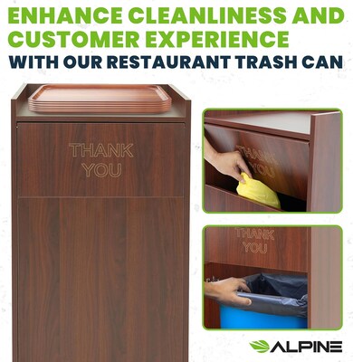 Alpine Industries Wood Trash Can, 40 Gallon, Mahogany (476-MA)