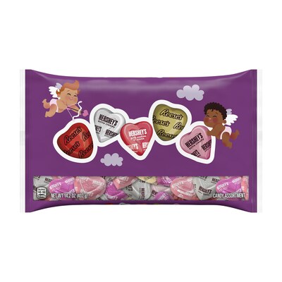 HERSHEYS and REESES Assorted Flavored Hearts Valentines Candy Bag, 14.2 oz (HEC99715)