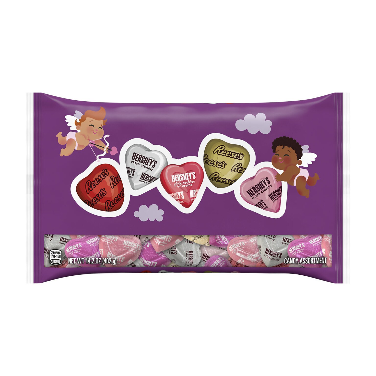 HERSHEYS and REESES Assorted Flavored Hearts Valentines Candy Bag, 14.2 oz (HEC99715)