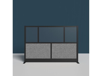 Luxor Expanse Series 5-Panel Freestanding Room Divider System Starter Wall, 48"H x 70"W, Black/Gray, PET/Acrylic