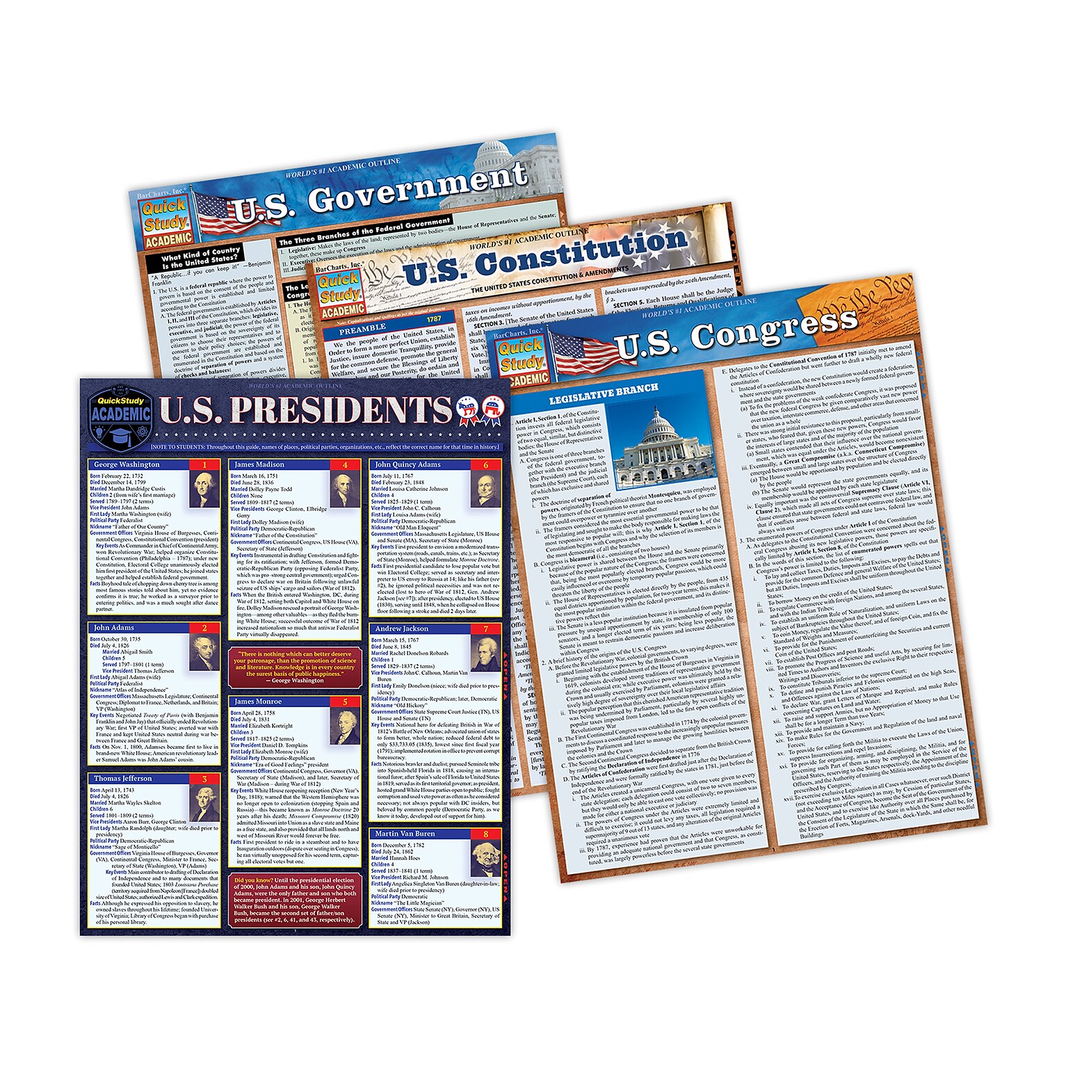 QuickStudy Laminated Study Guide, History Bundle, 4/Pack (QS-9781423251248)