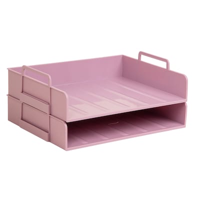 Staples Plastic Side Loading Stackable Letter Tray, Letter Size, Dusty Pink, 2/Pack (ST63884)