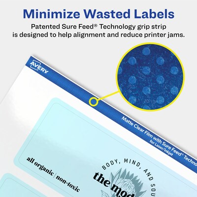Avery Laser/Inkjet Rectangle Multipurpose Labels, 2" x 6", Clear, 400/Box (94242)