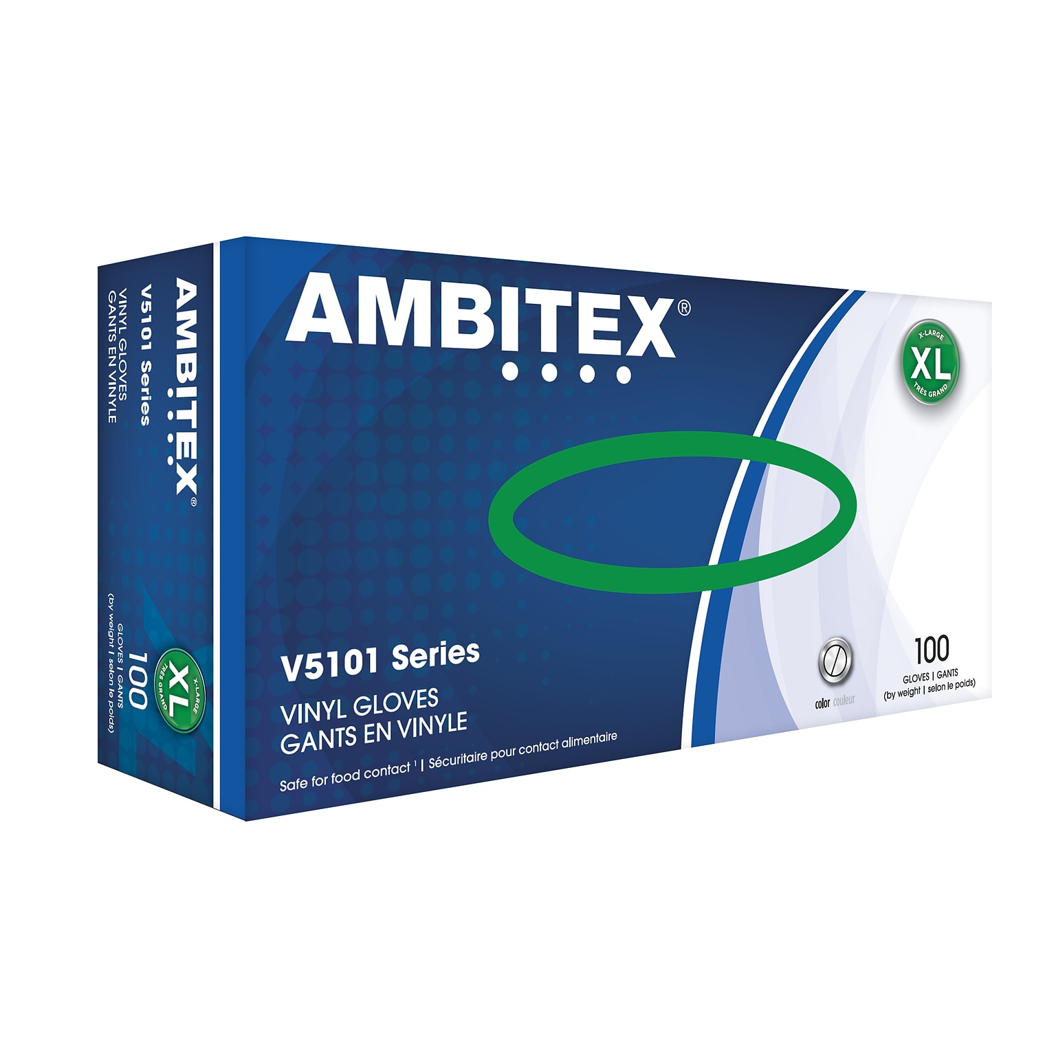 Ambitex® V5101 Series Latex-Free Vinyl Multipurpose Gloves, Powdered, Clear, XL, 100/Bx (VXL5101)