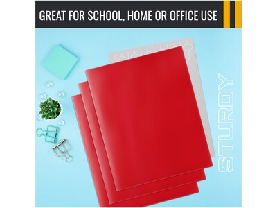 Better Office Glossy 2-Pocket Portfolio Folder, Red, 25/Pack (80183-25PK)