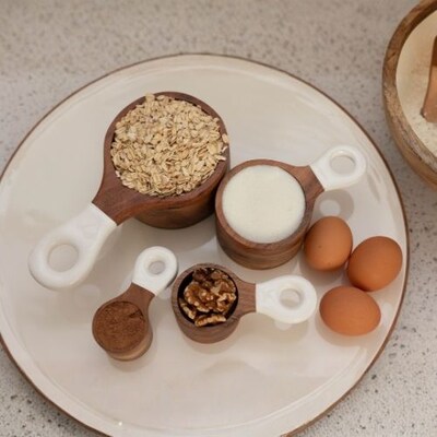 Jeanne Fitz Wood + White Collection Acacia Wood Measuring Cups