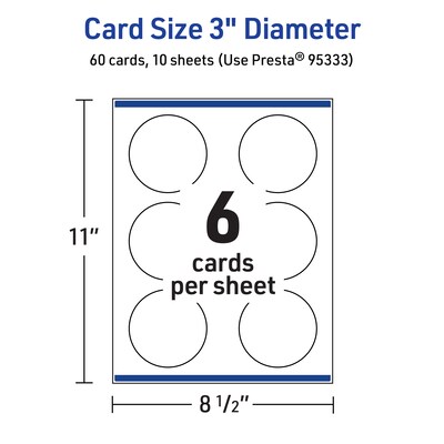 Avery Integrated Cards, 3" Dia., Glossy White, 60/Pack (95333)