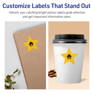 Avery Star Laser/Inkjet Multipurpose Labels, 2-1/4" x 2-3/8", Bright Yellow (240/Pack)