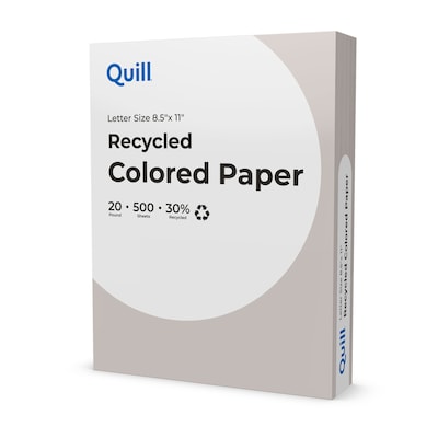 Quill Brand® 30% Recycled Colored Multipurpose Paper, 20 lbs., 8.5 x 11, Gray, 500 sheets/Ream