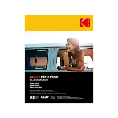 Kodak Glossy Photo Paper, 8.5 x 11, 50 Sheets/Pack (41182)