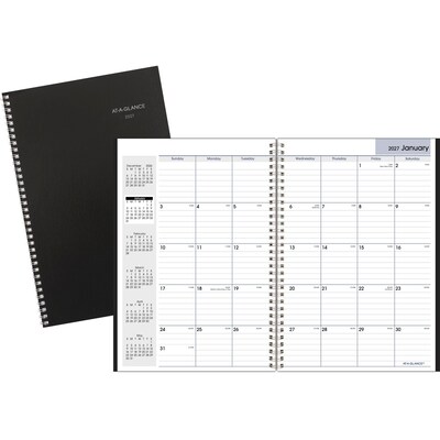 2027 AT-A-GLANCE DayMinder 8 x 12 Monthly Planner, Faux Leather Cover, Black (SK2-00-27)
