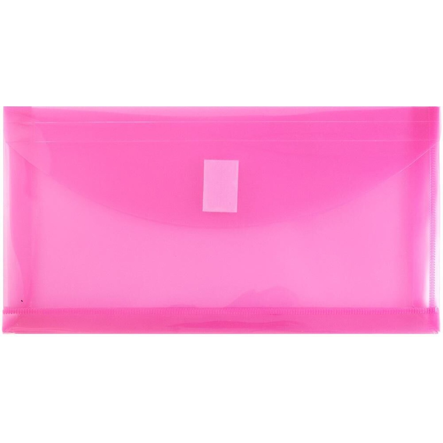 JAM Paper Premium Plastic Filing Envelope with Hook & Loop Closure, 5 1/4 x 10, Fuchsia Pink, 3/Pack (921V1FUX3)