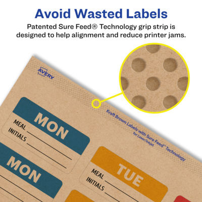 Avery Laser/Inkjet Rectangle Multipurpose Labels, 1" x 2.5", Kraft Brown, 2400 Labels/Box (94221)