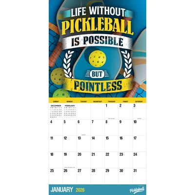 2026 TF Publishing Pickleball Is Life 12 x 12 Monthly Wall Calendar (26-1112)