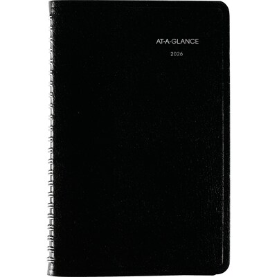 2026 AT-A-GLANCE DayMinder 5" x 8" Weekly Appointment Book, Faux Leather Cover, Black (G200-00-26)