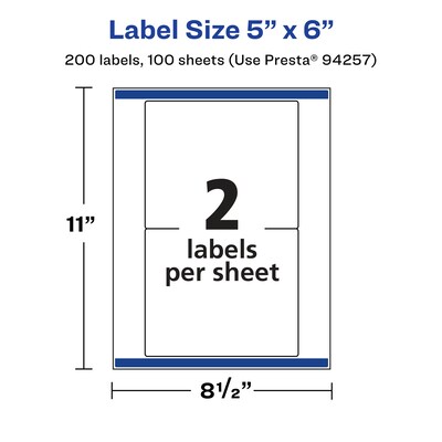 Avery Laser/Inkjet Multipurpose Labels, 6" x 5", Glossy Clear, 200/Box (94257)