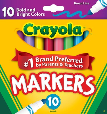 Crayola Markers, Broad Tip, Assorted, 10/Pack (58-7725)