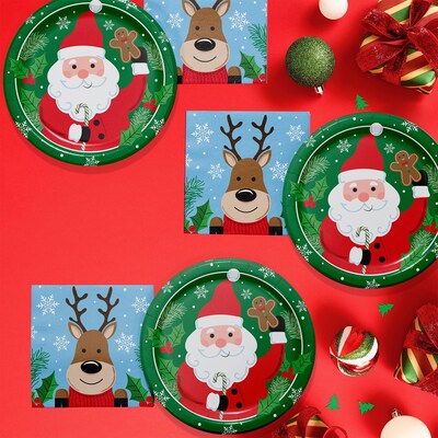 Say Hooray! Christmas Cheer Paper Plates and Napkins Kit, Multicolored, 48/Pack (DTC9393E2G)