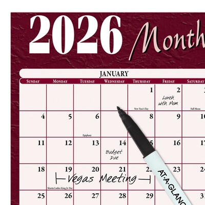2026 AT-A-GLANCE 48" x 32" Yearly Dry Erase Wall Calendar, Reversible, Red/Blue (A152-26)