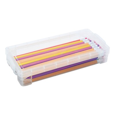 Super Stacker Polystyrene Pencil Box, 3.75" x 8.375" x 1.625", Clear, 8/Pack (AVT40309-8)