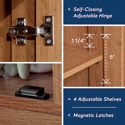 Sauder Select 71"H Storage Cabinet with 4 Shelves, Highland Oak (419188)