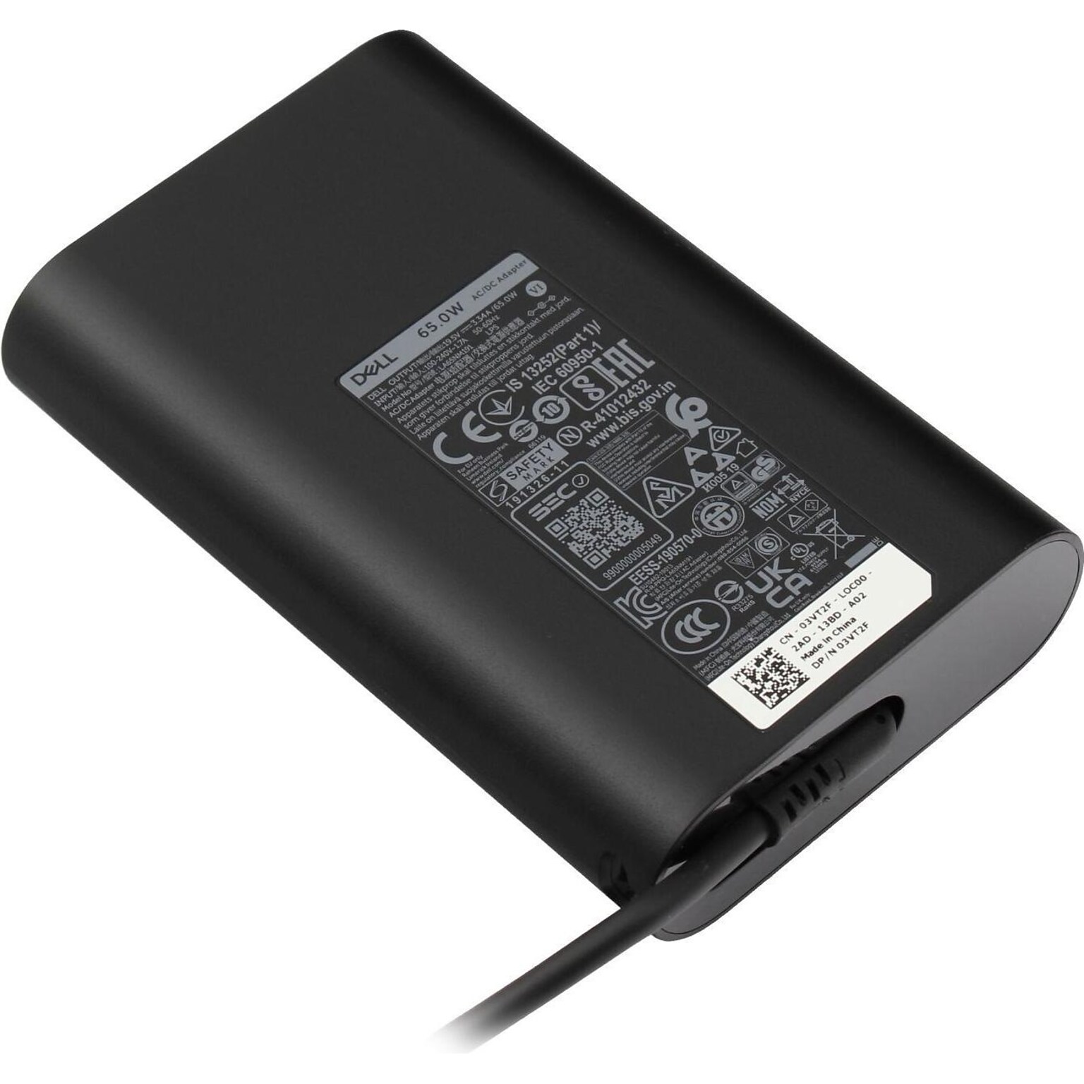 Dell 65W AC Adapter for Dell Laptop, Black (M8YYM)