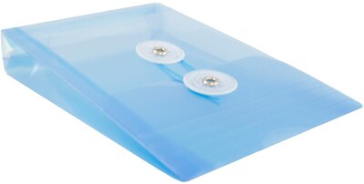JAM Paper Premium Plastic Filing Envelope with Button & String Closure, 4 1/4" x 6 1/4", Blue, 3/Pack (473B1BUX3)