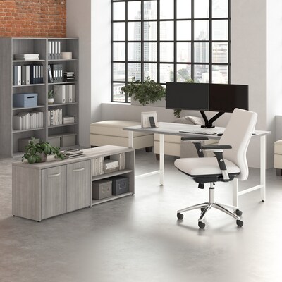 Bush Business Furniture Hustle 60W Computer Desk and Low Storage Cabinet with Doors and Shelves, Pl