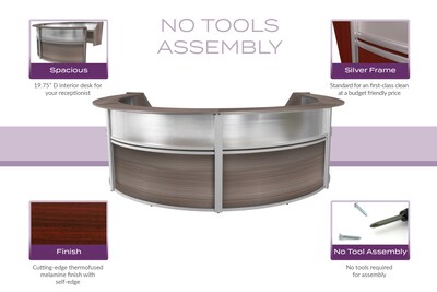 Regency Marque 142"W Curved Reception Desk Workstation, Driftwood Gray (77314GY)