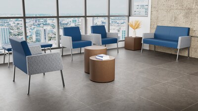 Lesro Mystic Lounge Vinyl Guest Chair, Patriot Plus Blue Ridge/Adler Gray Flannel (ML1101.SBK-02PPBR.03PPBR.04ADGF)