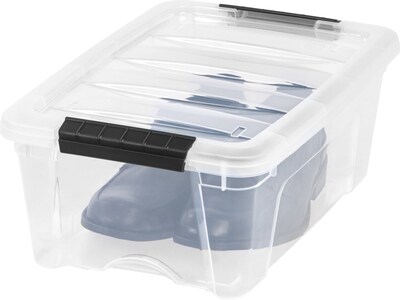 Iris Stack & Pull Stackable Plastic Storage Box, 12 Qt., Clear, 6/Pack (100300)