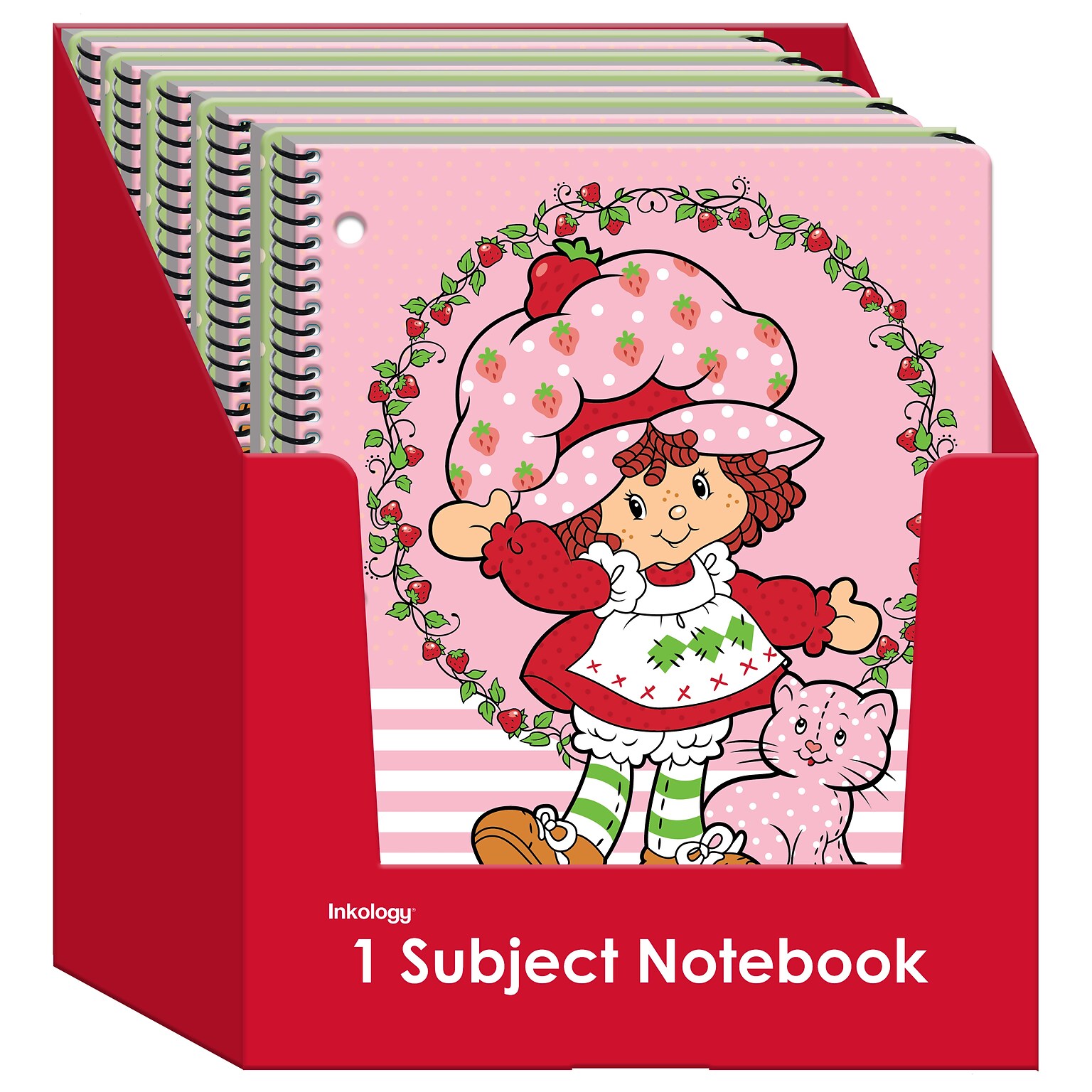 Inkology Strawberry Shortcake 1-Subject Notebooks, College Ruled, Assorted Colors (INK-47069-12PDQ)