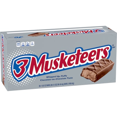 3 Musketeers Chocolate Candy Bars, 1.92 oz, 36/Pack (MMM42208)