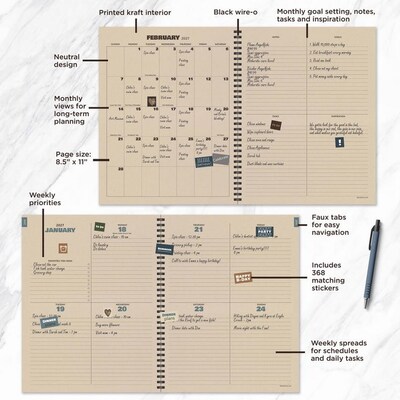 2027 TF Publishing Foggy Forest 6.5" x 8"  Weekly & Monthly Standard Planner, Paperboard Cover, Multicolored (27-9700)