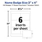 Avery Clip Style Laser/Inkjet Name Badge Kit, 3" x 4", Clear Holders with White Inserts, 100/Box (74541)