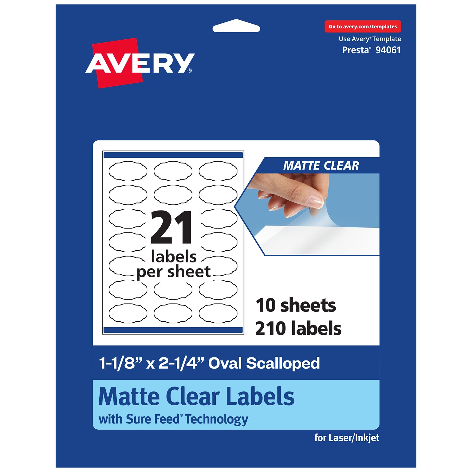 Avery Laser/Inkjet Decorative Edge Multipurpose Labels, 1-1/8 x 2-1/4, Clear, 210/Pack (94061)