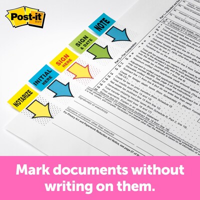 Post-it Sign Here Message Flags, 1 Wide, Yellow, 100 Flags/Pack (680-SH2)