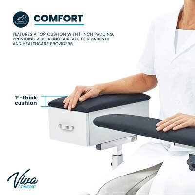Viva Comfort Adjustable Bariatric Phlebotomy Blood Drawing Chair, 500 lbs. Capacity, Black (ADI997-01D-BLK-MK)