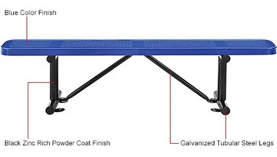 Global Industrial 6' Outdoor Steel Flat Bench, Perforated Metal, Blue (262075BL)