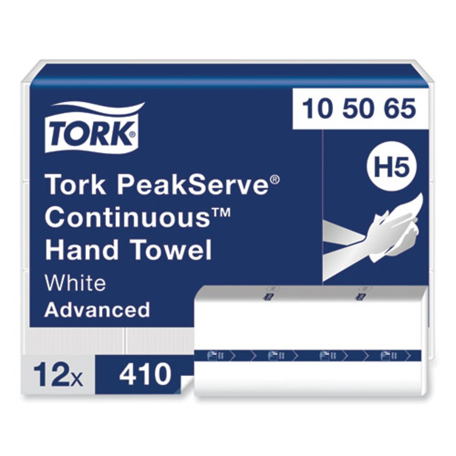 Tork PeakServe Multifold Paper Towels, 1-ply, 410 Sheets/Pack, 12 Packs/Carton (TRK105065)