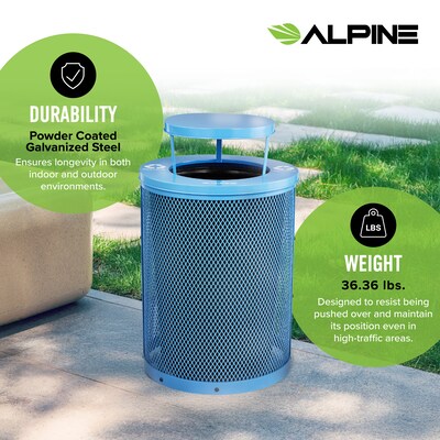 Alpine Industries 4460 Steel Mesh Recycling Bin, 36 Gallon, Blue (ALP4460-01-D)